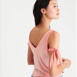 American Eagle Outfitters Tops - NEVER WORN AEO COLD SHOULDER coral shirt American Eagle Outfitters Tops - NEVER WORN AEO COLD SHOULDER coral shirt